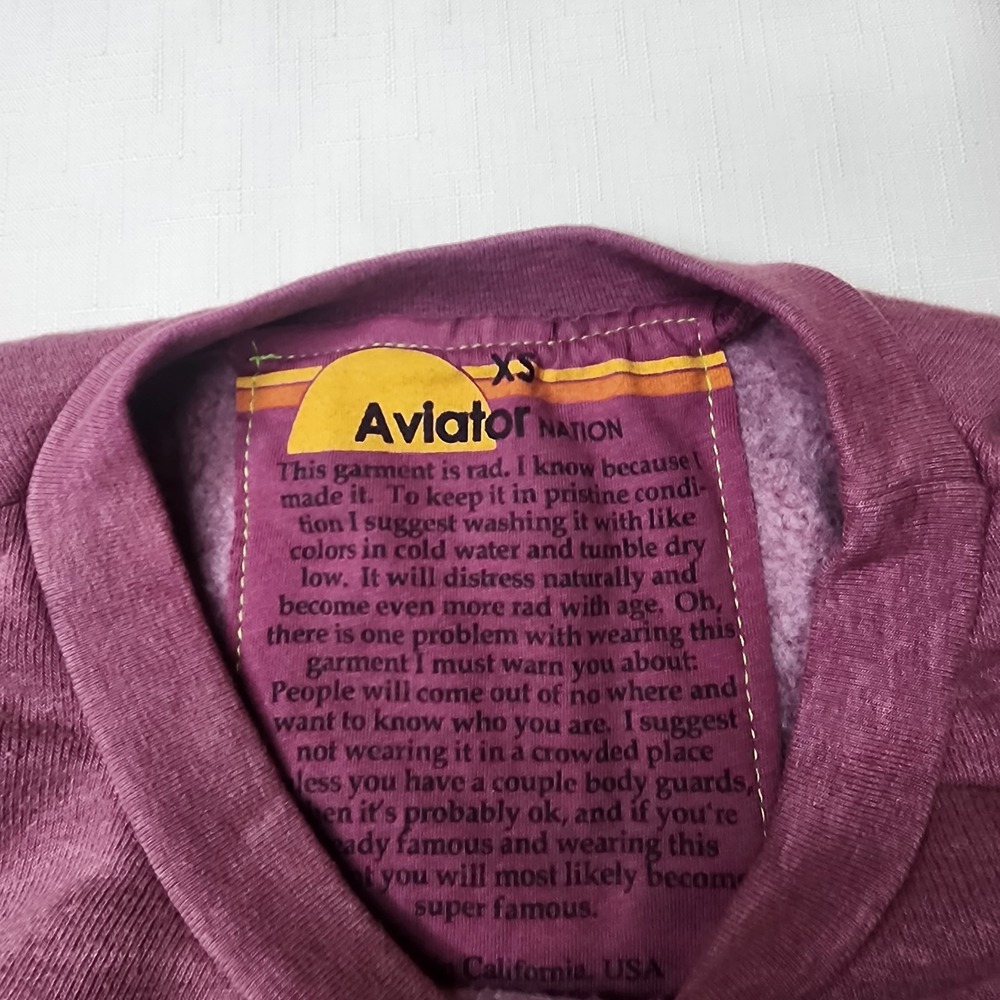 Aviator Nation Set Essential Cropped Sweatshirt W Pants in Faded Purple Size XS - Picture 5 of 16